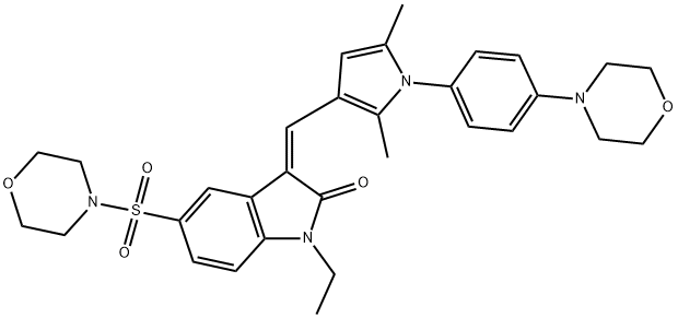 (Z)-3-((2,5-DIMETHYL-1-(4-MORPHOLINOPHENYL)-1H-PYRROL-3-YL)METHYLENE)-1-ETHYL-5-(MORPHOLINOSULFONYL)INDOLIN-2-ONE Struktur