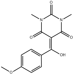 5-[HYDROXY(4-METHOXYPHENYL)METHYLENE]-1,3-DIMETHYLPYRIMIDINE-2,4,6(1H,3H,5H)-TRIONE Struktur