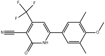 4-(TRIFLUOROMETHYL)-1,2-DIHYDRO-6-(4-METHOXY-3,5-DIMETHYLPHENYL)-2-OXOPYRIDINE-3-CARBONITRILE Struktur