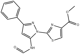 METHYL 2-[5-(FORMYLAMINO)-3-PHENYL-1H-PYRAZOL-1-YL]-1,3-THIAZOLE-4-CARBOXYLATE Struktur