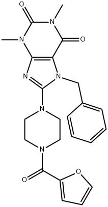 7-BENZYL-8-[4-(2-FUROYL)PIPERAZIN-1-YL]-1,3-DIMETHYL-3,7-DIHYDRO-1H-PURINE-2,6-DIONE Struktur