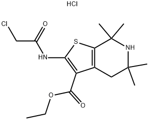 ETHYL 2-[(CHLOROACETYL)AMINO]-5,5,7,7-TETRAMETHYL-4,5,6,7-TETRAHYDROTHIENO[2,3-C]PYRIDINE-3-CARBOXYLATE HYDROCHLORIDE Struktur