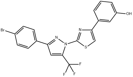 3-{2-[3-(4-BROMOPHENYL)-5-(TRIFLUOROMETHYL)-1H-PYRAZOL-1-YL]-1,3-THIAZOL-4-YL}PHENOL Struktur