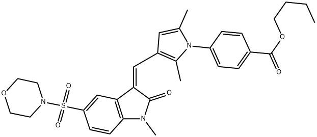 (Z)-BUTYL 4-(2,5-DIMETHYL-3-((1-METHYL-5-(MORPHOLINOSULFONYL)-2-OXOINDOLIN-3-YLIDENE)METHYL)-1H-PYRROL-1-YL)BENZOATE Struktur