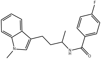 4-FLUORO-N-[1-METHYL-3-(1-METHYL-1H-INDOL-3-YL)PROPYL]BENZAMIDE Struktur