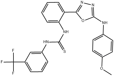 ((2-(3-((4-METHOXYPHENYL)AMINO)(2,4,5-OXADIAZOLYL))PHENYL)AMINO)((3-(TRIFLUOROMETHYL)PHENYL)AMINO)METHANE-1-THIONE Struktur