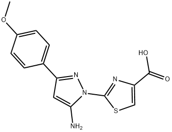 2-[5-AMINO-3-(4-METHOXYPHENYL)-1H-PYRAZOL-1-YL]-1,3-THIAZOLE-4-CARBOXYLIC ACID Struktur