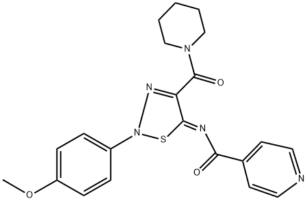 N-[(5Z)-2-(4-METHOXYPHENYL)-4-(PIPERIDIN-1-YLCARBONYL)-1,2,3-THIADIAZOL-5(2H)-YLIDENE]ISONICOTINAMIDE Struktur