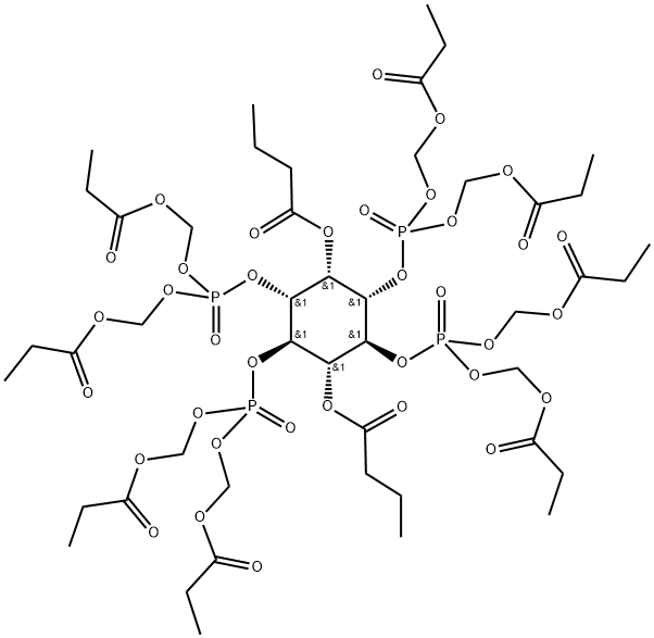 2,5-DI-O-BUTYRYL-MYO-INOSITOL 1,3,4,6-TETRAKISPHOSPHATE-OCTAKIS(PROPIONOXYMETHYL) ESTER Struktur