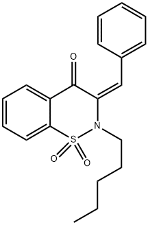 (3E)-3-BENZYLIDENE-2-PENTYL-2,3-DIHYDRO-4H-1,2-BENZOTHIAZIN-4-ONE 1,1-DIOXIDE Struktur