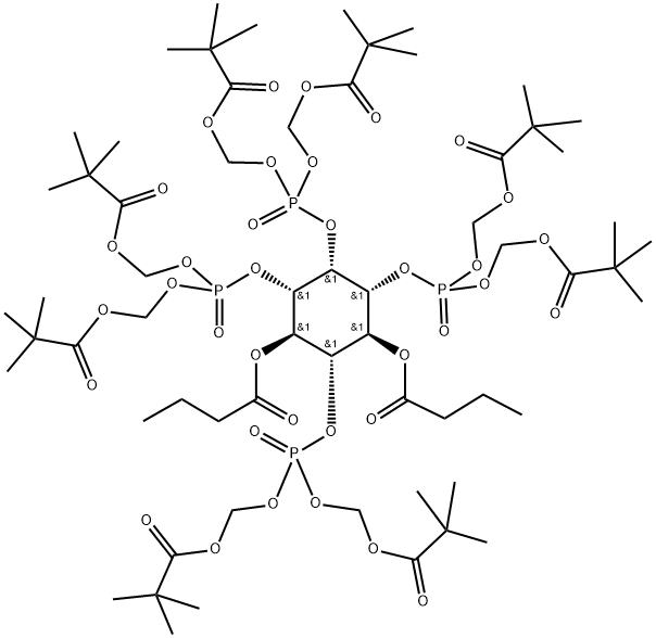 2,4-DI-O-BUTYRYL-MYO-INOSITOL 1,3,5,6-TETRAKISPHOSPHATE-OCTAKIS(PIVALOYLOXYMETHYL) ESTER Struktur