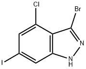 3-BROMO-4-CHLORO-6-IODO (1H)INDAZOLE Struktur