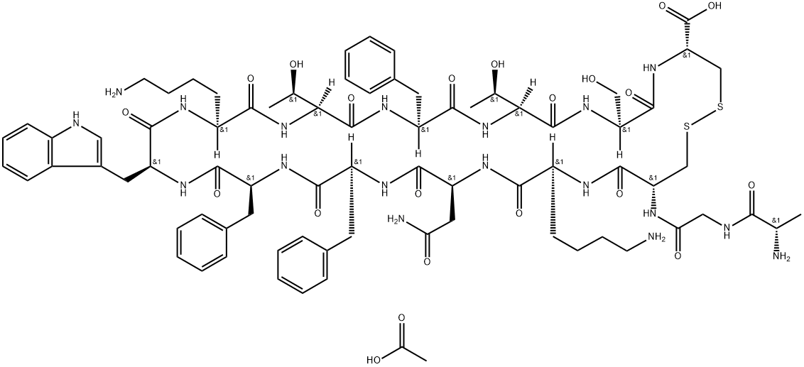 AGCKNFFWKTFTSC (DISULFIDE BRIDGE: 3-14), ACETATE SALT Struktur