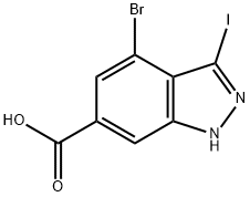 4-BROMO-3-IODO-6-(1H)INDAZOLE CARBOXYLIC ACID Struktur