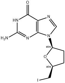 2-AMINO-7-(2,3-DIDEOXY-BETA-D-ERYTHRO-PENTOFURANOSYL)-5-IODOPYRROLO-[2,3-D]PYRIMIDIN-4-ONE Struktur