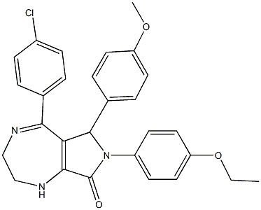 5-(4-CHLOROPHENYL)-7-(4-ETHOXYPHENYL)-6-(4-METHOXYPHENYL)-2,3,6,7-TETRAHYDROPYRROLO[3,4-E][1,4]DIAZEPIN-8(1H)-ONE Struktur