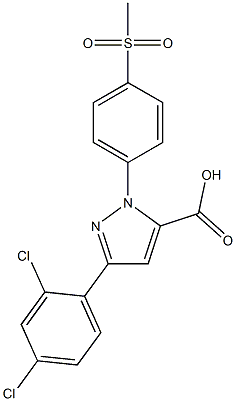 3-(2,4-DICHLOROPHENYL)-1-(4-(METHYLSULFONYL)PHENYL)-1H-PYRAZOLE-5-CARBOXYLIC ACID Struktur