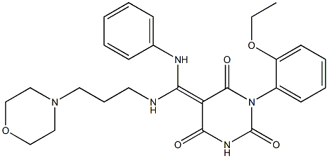 (Z)-1-(2-ETHOXYPHENYL)-5-((3-MORPHOLINOPROPYLAMINO)(PHENYLAMINO)METHYLENE)PYRIMIDINE-2,4,6(1H,3H,5H)-TRIONE Struktur