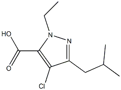 4-CHLORO-1-ETHYL-3-(2-METHYLPROPYL)-1H-PYRAZOLE-5-CARBOXYLIC ACID Struktur