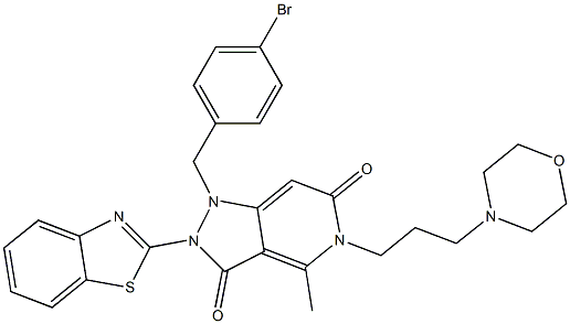 2-(BENZO[D]THIAZOL-2-YL)-1-(4-BROMOBENZYL)-4-METHYL-5-(3-MORPHOLINOPROPYL)-1,2-DIHYDRO-5H-PYRAZOLO[4,3-C]PYRIDINE-3,6-DIONE Struktur