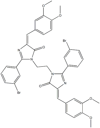 (E)-2-(3-BROMOPHENYL)-1-(2-((Z)-2-(3-BROMOPHENYL)-4-(3,4-DIMETHOXYBENZYLIDENE)-5-OXO-4,5-DIHYDROIMIDAZOL-1-YL)ETHYL)-4-(3,4-DIMETHOXYBENZYLIDENE)-1H-IMIDAZOL-5(4H)-ONE Struktur