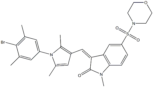 (Z)-3-((1-(4-BROMO-3,5-DIMETHYLPHENYL)-2,5-DIMETHYL-1H-PYRROL-3-YL)METHYLENE)-1-METHYL-5-(MORPHOLINOSULFONYL)INDOLIN-2-ONE Struktur