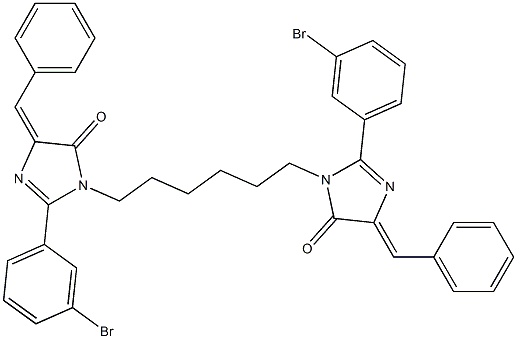 (Z)-4-BENZYLIDENE-1-(6-((E)-4-BENZYLIDENE-2-(3-BROMOPHENYL)-5-OXO-4,5-DIHYDROIMIDAZOL-1-YL)HEXYL)-2-(3-BROMOPHENYL)-1H-IMIDAZOL-5(4H)-ONE Struktur