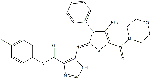 (Z)-5-(4-AMINO-5-(MORPHOLINE-4-CARBONYL)-3-PHENYLTHIAZOL-2(3H)-YLIDENEAMINO)-N-P-TOLYL-1H-IMIDAZOLE-4-CARBOXAMIDE Struktur