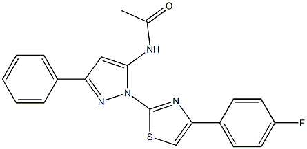 N-{1-[4-(4-FLUOROPHENYL)-1,3-THIAZOL-2-YL]-3-PHENYL-1H-PYRAZOL-5-YL}ACETAMIDE Struktur