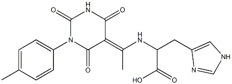 3-(1H-IMIDAZOL-4-YL)-2-({(1E)-1-[1-(4-METHYLPHENYL)-2,4,6-TRIOXOTETRAHYDROPYRIMIDIN-5(2H)-YLIDENE]ETHYL}AMINO)PROPANOIC ACID Struktur