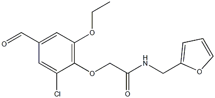 2-(2-CHLORO-6-ETHOXY-4-FORMYLPHENOXY)-N-(2-FURYLMETHYL)ACETAMIDE Struktur