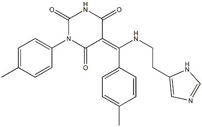 5-[(E)-{[2-(1H-IMIDAZOL-5-YL)ETHYL]AMINO}(4-METHYLPHENYL)METHYLIDENE]-1-(4-METHYLPHENYL)-2,4,6(1H,3H,5H)-PYRIMIDINETRIONE Struktur