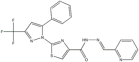 2-[5-PHENYL-3-(TRIFLUOROMETHYL)-1H-PYRAZOL-1-YL]-N'-[(1E)-PYRIDIN-2-YLMETHYLENE]-1,3-THIAZOLE-4-CARBOHYDRAZIDE Struktur