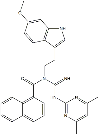 N-(4,6-DIMETHYL-2-PYRIMIDINYL)-N'-[2-(6-METHOXY-1H-INDOL-3-YL)ETHYL]-N'-(1-NAPHTHOYL)GUANIDINE Structure