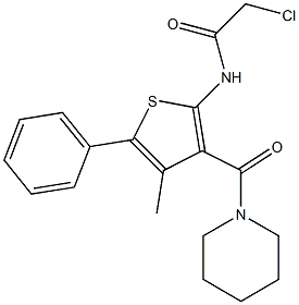 2-CHLORO-N-[4-METHYL-5-PHENYL-3-(PIPERIDIN-1-YLCARBONYL)THIEN-2-YL]ACETAMIDE Struktur