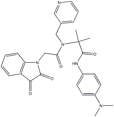 N-[4-(DIMETHYLAMINO)PHENYL]-2-[[2-(2,3-DIOXO-2,3-DIHYDRO-1H-INDOL-1-YL)ACETYL](3-PYRIDINYLMETHYL)AMINO]-2-METHYLPROPANAMIDE Struktur