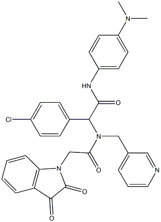 2-(4-CHLOROPHENYL)-N-(4-(DIMETHYLAMINO)PHENYL)-2-(2-(2,3-DIOXOINDOLIN-1-YL)-N-(PYRIDIN-3-YLMETHYL)ACETAMIDO)ACETAMIDE Struktur