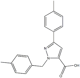 1-(4-METHYLBENZYL)-3-P-TOLYL-1H-PYRAZOLE-5-CARBOXYLIC ACID Struktur