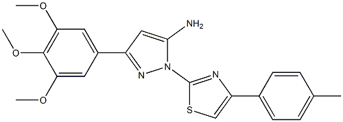 1-[4-(4-METHYLPHENYL)-1,3-THIAZOL-2-YL]-3-(3,4,5-TRIMETHOXYPHENYL)-1H-PYRAZOL-5-AMINE Struktur