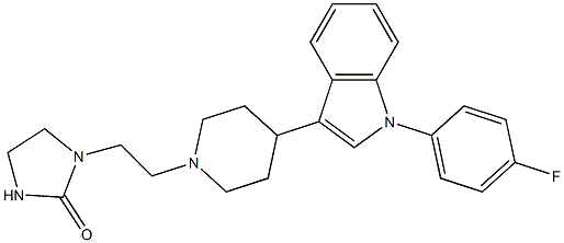 3-[1-((IMIDAZOLIDIN-2-ONE-1-YL)-ETHYL)-PIPERIDIN-4-YL]-1-(4-FLUOROPHENYL)-INDOLE Struktur