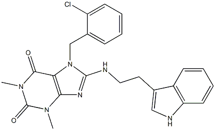 7-(2-CHLOROBENZYL)-8-{[2-(1H-INDOL-3-YL)ETHYL]AMINO}-1,3-DIMETHYL-3,7-DIHYDRO-1H-PURINE-2,6-DIONE Struktur