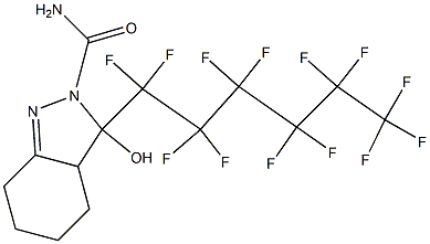 2-CARBAMOYL-3,3A,4,5,6,7-HEXAHYDRO-3-HYDROXY-3-PERFLUOROHEXYL-2H-INDAZOLE Struktur