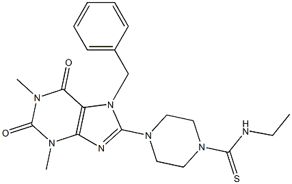 4-(1,3-DIMETHYL-7-BENZYL-2,6-DIOXO-2,3,6,7-TETRAHYDRO-1H-PURIN-8-YL)-N-ETHYLPIPERAZINE-1-CARBOTHIOAMIDE Struktur