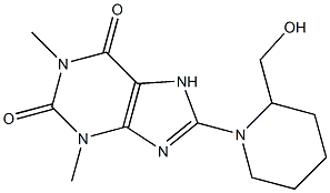 8-[2-(HYDROXYMETHYL)PIPERIDIN-1-YL]-1,3-DIMETHYL-3,7-DIHYDRO-1H-PURINE-2,6-DIONE Struktur