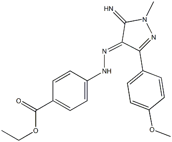 ETHYL 4-{(2E)-2-[5-IMINO-3-(4-METHOXYPHENYL)-1-METHYL-1,5-DIHYDRO-4H-PYRAZOL-4-YLIDENE]HYDRAZINO}BENZOATE Struktur