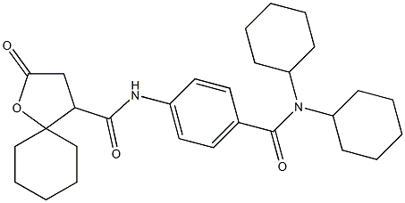 N-{4-[(DICYCLOHEXYLAMINO)CARBONYL]PHENYL}-2-OXO-1-OXASPIRO[4.5]DECANE-4-CARBOXAMIDE Struktur