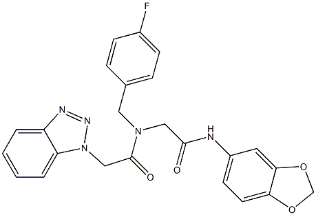 N-[2-(1,3-BENZODIOXOL-5-YLAMINO)-2-OXOETHYL]-2-(1H-1,2,3-BENZOTRIAZOL-1-YL)-N-(4-FLUOROBENZYL)ACETAMIDE Struktur