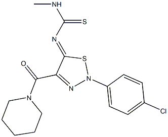 N-[(5Z)-2-(4-CHLOROPHENYL)-4-(PIPERIDIN-1-YLCARBONYL)-1,2,3-THIADIAZOL-5(2H)-YLIDENE]-N'-METHYLTHIOUREA Struktur