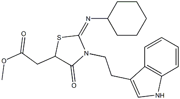 METHYL 2-{2-(CYCLOHEXYLIMINO)-3-[2-(1H-INDOL-3-YL)ETHYL]-4-OXO-1,3-THIAZOLIDIN-5-YL}ACETATE Struktur