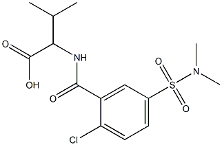 2-([2-CHLORO-5-[(DIMETHYLAMINO)SULFONYL]BENZOYL]AMINO)-3-METHYLBUTANOIC ACID Struktur